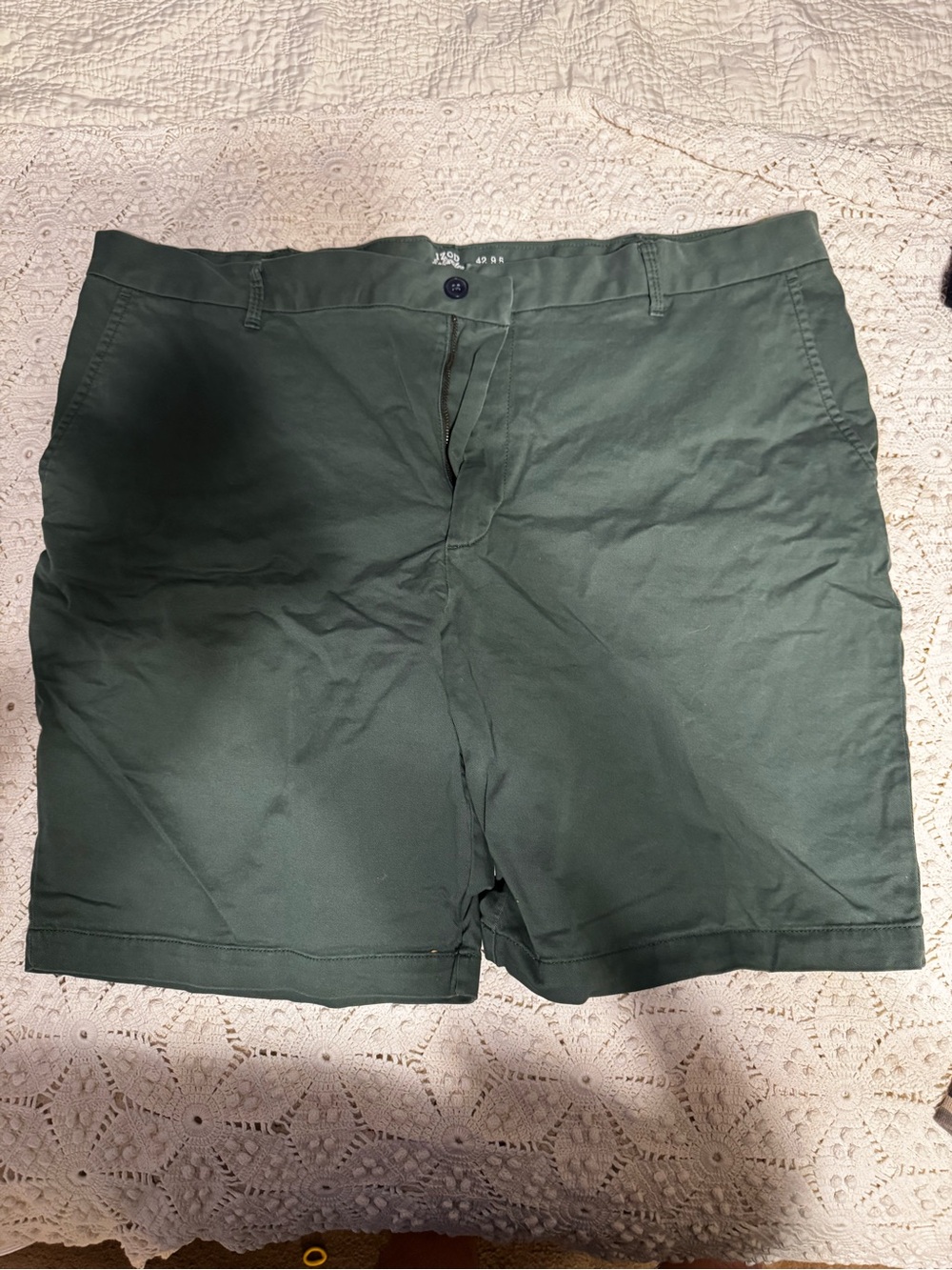 Izod Dark Green Flat Front Chino Shorts